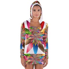 Chromatic Flower Gold Rainbow Women s Long Sleeve Hooded T-shirt by Alisyart