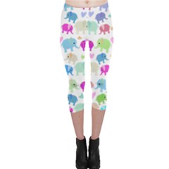 Cute Elephants  Capri Leggings 