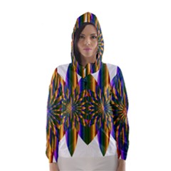 Chromatic Flower Gold Rainbow Star Light Hooded Wind Breaker (women)