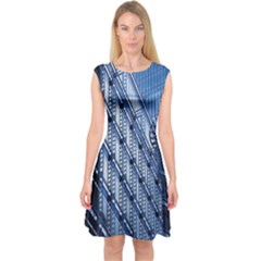 Building Architectural Background Capsleeve Midi Dress by Simbadda