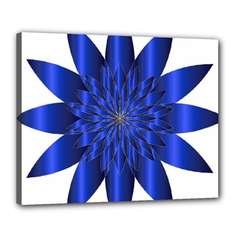 Chromatic Flower Blue Star Canvas 20  X 16 