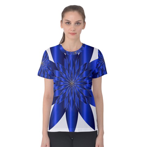 Chromatic Flower Blue Star Women s Cotton Tee by Alisyart