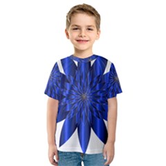 Chromatic Flower Blue Star Kids  Sport Mesh Tee