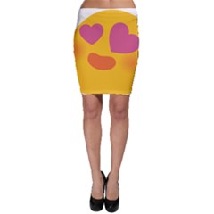 Emoji Face Emotion Love Heart Pink Orange Emoji Bodycon Skirt