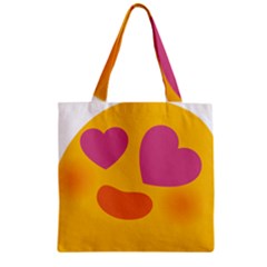 Emoji Face Emotion Love Heart Pink Orange Emoji Zipper Grocery Tote Bag by Alisyart