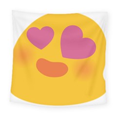 Emoji Face Emotion Love Heart Pink Orange Emoji Square Tapestry (large) by Alisyart