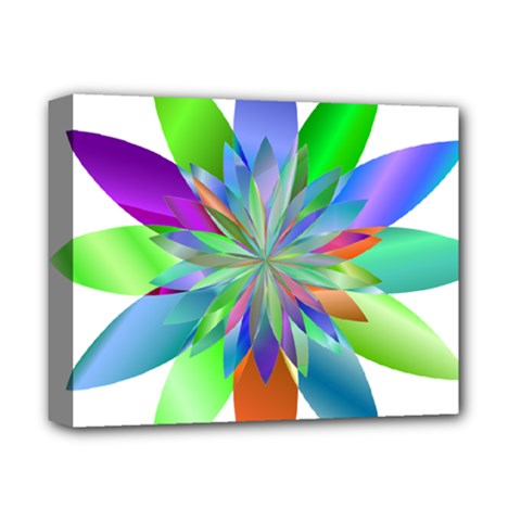 Chromatic Flower Variation Star Rainbow Deluxe Canvas 14  X 11 