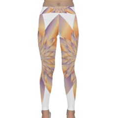 Chromatic Flower Gold Star Floral Classic Yoga Leggings by Alisyart