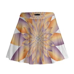 Chromatic Flower Gold Star Floral Mini Flare Skirt by Alisyart