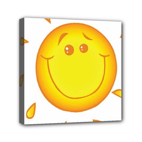 Domain Cartoon Smiling Sun Sunlight Orange Emoji Mini Canvas 6  X 6  by Alisyart