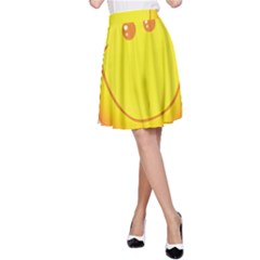 Domain Cartoon Smiling Sun Sunlight Orange Emoji A-line Skirt by Alisyart