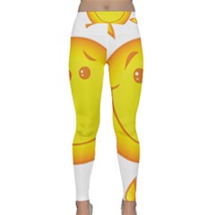 Domain Cartoon Smiling Sun Sunlight Orange Emoji Classic Yoga Leggings by Alisyart