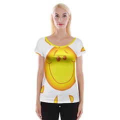 Domain Cartoon Smiling Sun Sunlight Orange Emoji Women s Cap Sleeve Top by Alisyart