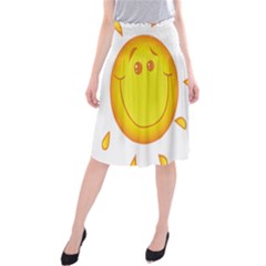 Domain Cartoon Smiling Sun Sunlight Orange Emoji Midi Beach Skirt by Alisyart