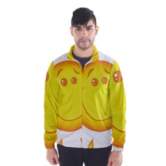 Domain Cartoon Smiling Sun Sunlight Orange Emoji Wind Breaker (men)