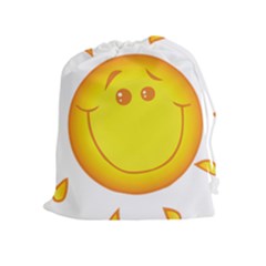 Domain Cartoon Smiling Sun Sunlight Orange Emoji Drawstring Pouches (extra Large)