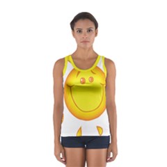 Domain Cartoon Smiling Sun Sunlight Orange Emoji Women s Sport Tank Top 