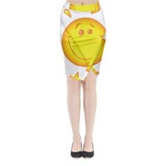 Domain Cartoon Smiling Sun Sunlight Orange Emoji Midi Wrap Pencil Skirt by Alisyart