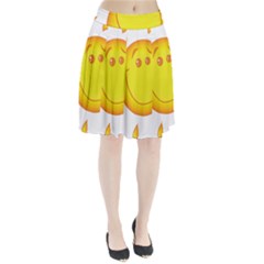 Domain Cartoon Smiling Sun Sunlight Orange Emoji Pleated Skirt by Alisyart