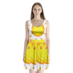 Domain Cartoon Smiling Sun Sunlight Orange Emoji Split Back Mini Dress  by Alisyart