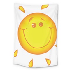 Domain Cartoon Smiling Sun Sunlight Orange Emoji Large Tapestry by Alisyart