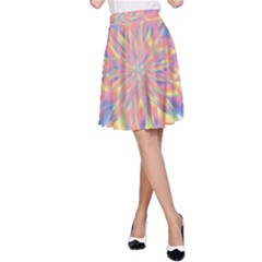 Chromatic Flower Gold Rainbow Star A-line Skirt