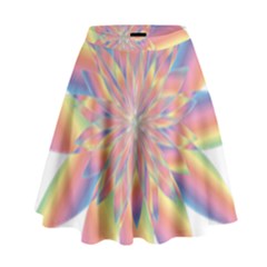 Chromatic Flower Gold Rainbow Star High Waist Skirt by Alisyart