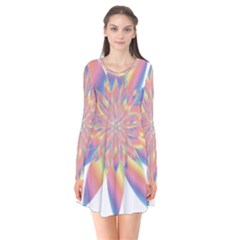 Chromatic Flower Gold Rainbow Star Flare Dress by Alisyart