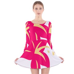 Flower Floral Lily Blossom Red Yellow Long Sleeve Velvet Skater Dress