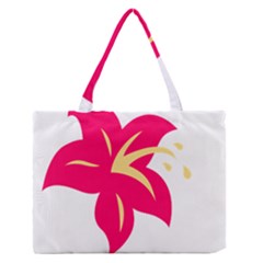 Flower Floral Lily Blossom Red Yellow Medium Zipper Tote Bag by Alisyart