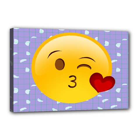 Face Smile Orange Red Heart Emoji Canvas 18  X 12 