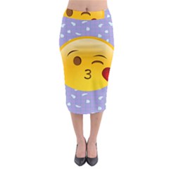 Face Smile Orange Red Heart Emoji Midi Pencil Skirt by Alisyart