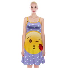 Face Smile Orange Red Heart Emoji Spaghetti Strap Velvet Dress by Alisyart