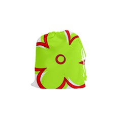 Flower Floral Red Green Drawstring Pouches (small)  by Alisyart