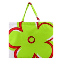 Flower Floral Red Green Zipper Large Tote Bag by Alisyart