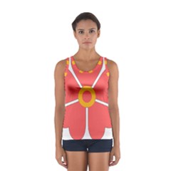 Flower With Heart Shaped Petals Pink Yellow Red Women s Sport Tank Top  by Alisyart