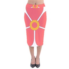 Flower With Heart Shaped Petals Pink Yellow Red Velvet Midi Pencil Skirt