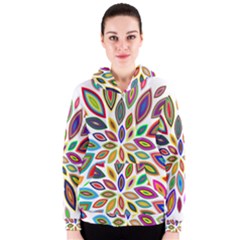 Chromatic Flower Petals Rainbow Women s Zipper Hoodie