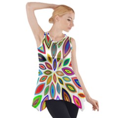 Chromatic Flower Petals Rainbow Side Drop Tank Tunic