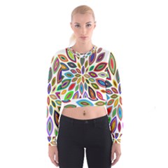 Chromatic Flower Petals Rainbow Women s Cropped Sweatshirt