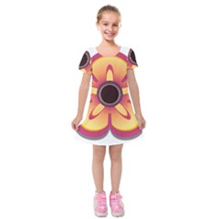 Flower Floral Hole Eye Star Kids  Short Sleeve Velvet Dress by Alisyart