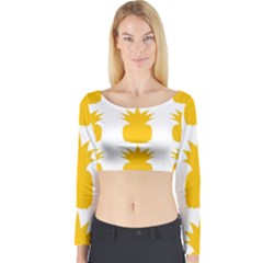 Fruit Pineapple Printable Orange Yellow Long Sleeve Crop Top by Alisyart