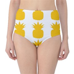 Fruit Pineapple Printable Orange Yellow High-waist Bikini Bottoms by Alisyart