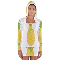 Fruit Pineapple Yellow Green Women s Long Sleeve Hooded T-shirt by Alisyart