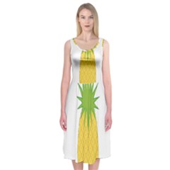 Fruit Pineapple Yellow Green Midi Sleeveless Dress