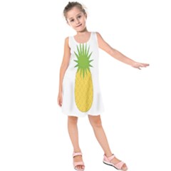 Fruit Pineapple Yellow Green Kids  Sleeveless Dress