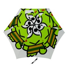 Frog Green Big Eye Face Smile Mini Folding Umbrellas by Alisyart