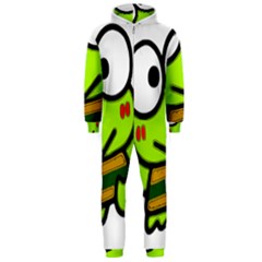 Frog Green Big Eye Face Smile Hooded Jumpsuit (men)  by Alisyart