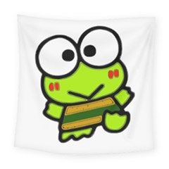 Frog Green Big Eye Face Smile Square Tapestry (large)