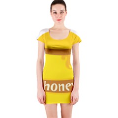 Honet Bee Sweet Yellow Short Sleeve Bodycon Dress by Alisyart